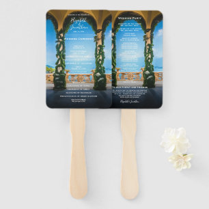 Elegant Italian Arches Lake Como Wedding Hand Fan