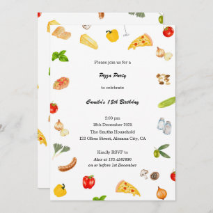Elegant Italian Birthday Pizza Invitation Minimal