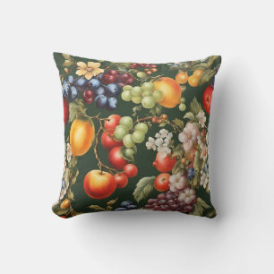 Elegant Italian Design with a Fruits and Flowers Throw Pillow