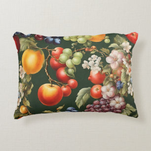 Elegant Italian Design with Fruits and Flowers Accent Pillow
