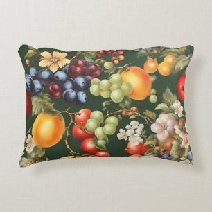 Elegant Italian Design with Fruits and Flowers Accent Pillow