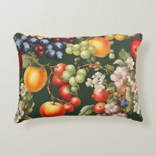 Elegant Italian Design with Fruits and Flowers Accent Pillow