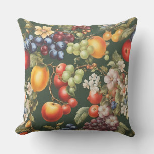 Elegant Italian Design with Fruits and Flowers Outdoor Pillow