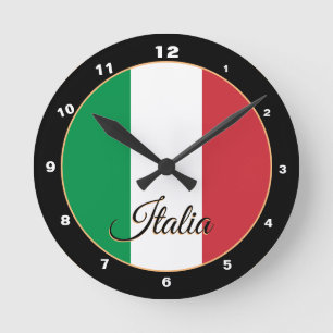 Elegant Italian Flag & Italy trendy Home / design Round Clock