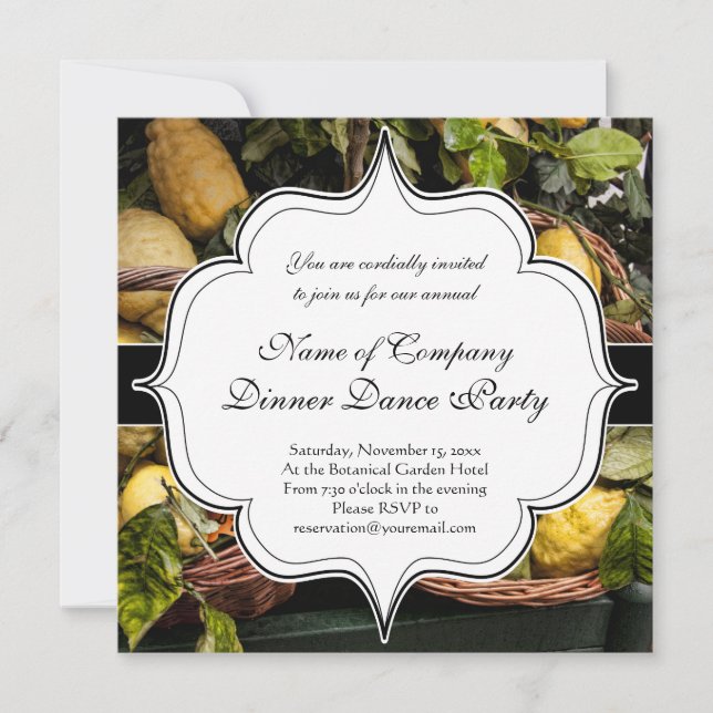 Elegant Italian Lemons in a Basket Invitation (Front)