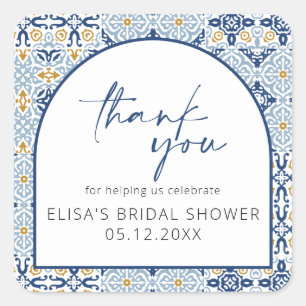 Elegant Italian Tile Bridal Shower Sticker
