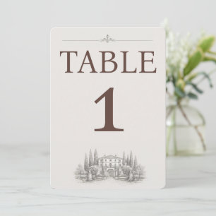 Elegant Italian Villa Wedding Table Number