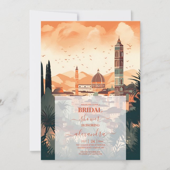 Elegant Italy Florence Destination  Bridal Shower Invitation (Front)
