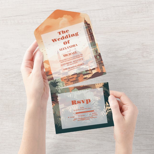 Elegant Italy Florence Destination Wedding All In One Invitation (Tearaway)
