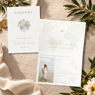 Elegant Italy Travel Passport Destination Wedding Invitation