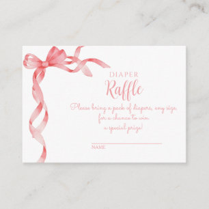 Elegant It's a Girl Pink Bow Baby Shower Raffle Enclosure Card