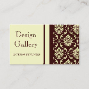 Elegant Ivory and Brown Damask Business Card