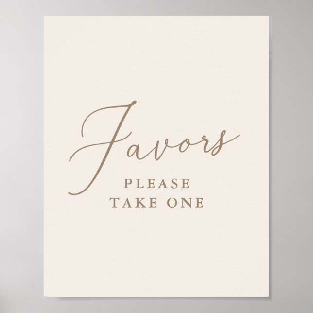 Elegant Ivory and Gold Calligraphy Favours Sign (Front)
