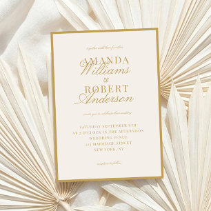 Elegant Ivory and Gold Old Money Wedding Invitation