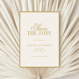 Elegant Ivory and Gold Old Money Wedding Save The Date