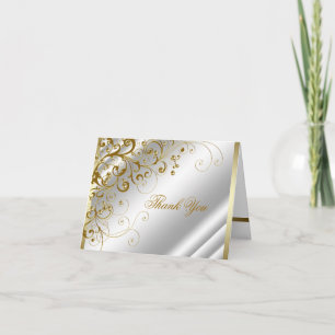 Elegant Ivory and Gold Swirls Thank You Card