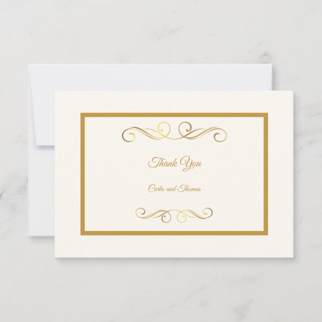 Elegant ivory and gold  thank you card (Front)