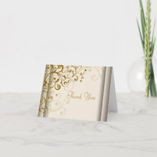 Elegant Ivory and Gold Thank You Cards