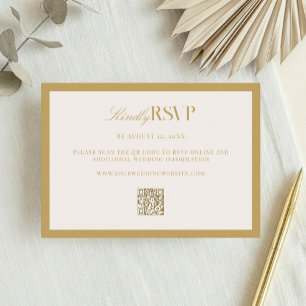 Elegant Ivory and Gold Wedding RSVP Card