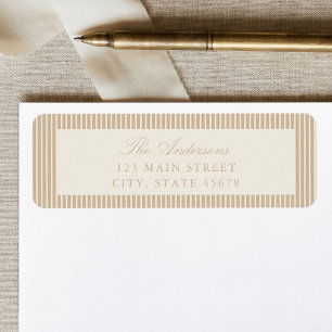 Elegant Ivory and Tan Stripes Return Address
