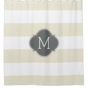 Elegant Ivory and White Stripes with Monogram