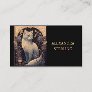 Elegant Ivory Art Nouveau Feline Personalized Business Card