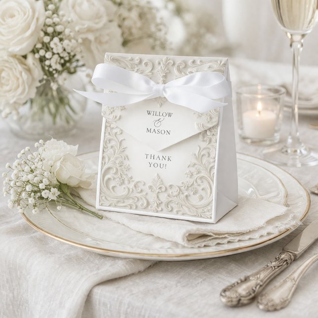 Elegant Ivory Baroque Wedding Thank You  Favor Box (Elegant Ivory Baroque Wedding Thank You Favor Boxes)