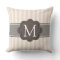 Elegant Ivory Beige Stripes Brown Custom Monogram