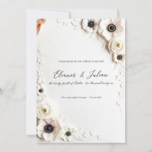 Elegant Ivory Boho Anemone Floral Wedding Invitation
