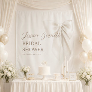 Elegant Ivory Bow Romantic Bridal Shower Neutral Tapestry