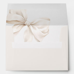 Elegant Ivory Bow Wedding Envelope
