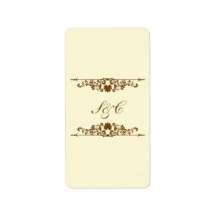 Elegant Ivory/Brown Wedding Mini Candy Bar Wrapper Label
