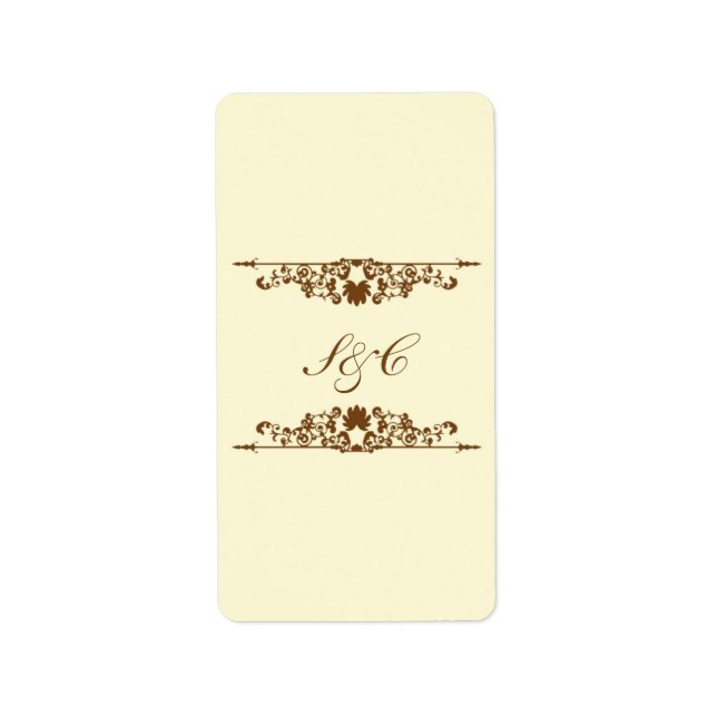 Elegant Ivory/Brown Wedding Mini Candy Bar Wrapper Label (Front)
