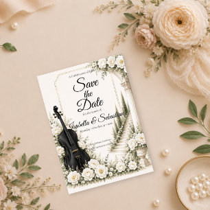 Elegant Ivory Cello Romance Wedding Save The Date