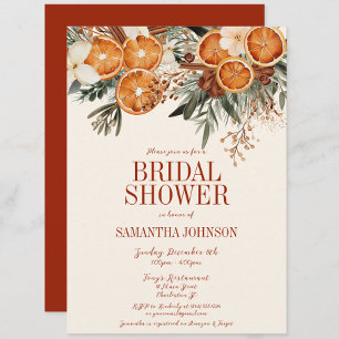 Elegant Ivory Citrus Floral Bridal Shower Invitation