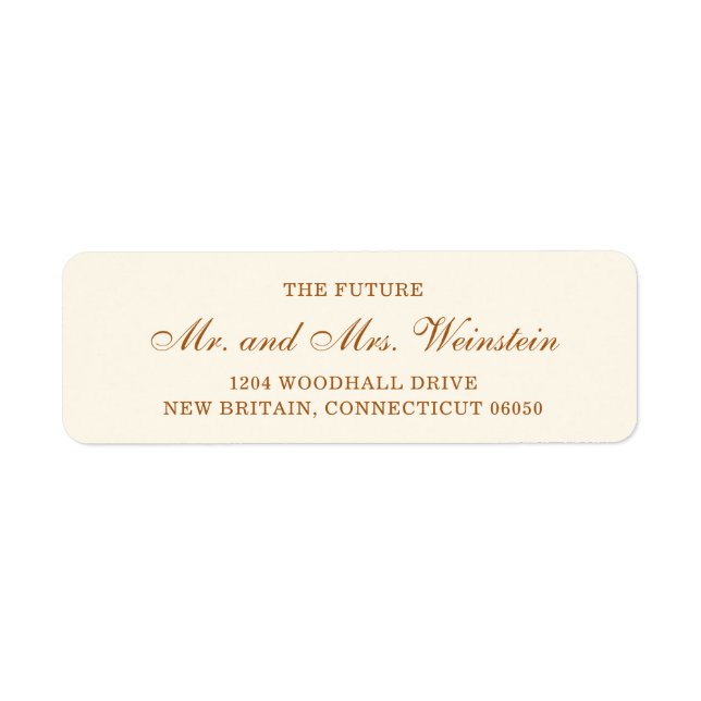 Elegant Ivory Copper Script Wedding Return Address (Front)