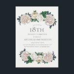 Elegant Ivory Cream Floral 18th Birthday Invitation<br><div class="desc">Beautiful,  elegant ivory and cream floral women's 18th birthday party invitation.   Text is customizable,  so make it your own.  Contact us for help with customization or to request matching products.</div>