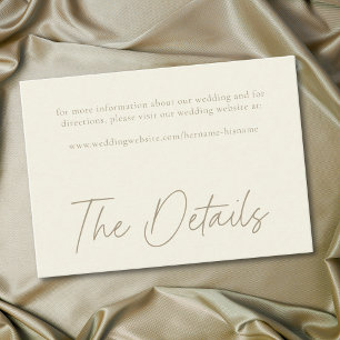 Elegant Ivory Cream Minimalist Wedding Enclosure Card