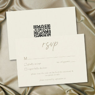 Elegant Ivory Cream Minimalist Wedding QR Code RSVP Card