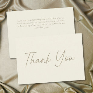 Elegant Ivory Cream Minimalist Wedding Thank You Card