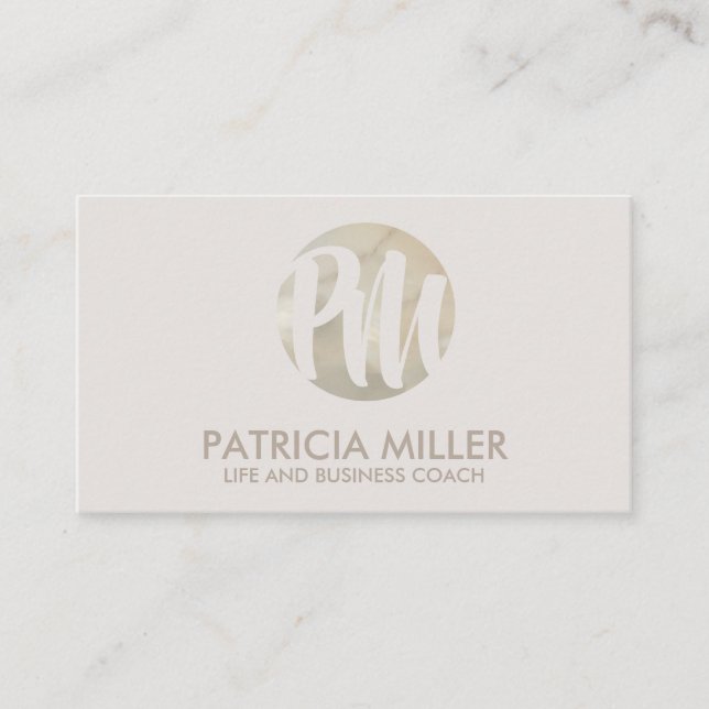 Elegant Ivory Cream Pearl Monogram Business Card (Front)