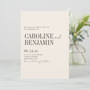 Elegant Ivory Cream Wedding Modern Formal Script Invitation