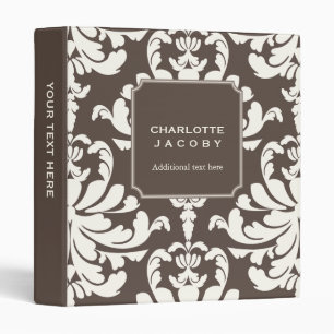 Elegant Ivory Damask Modern Professional Binder