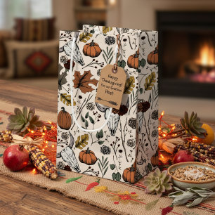 Elegant Ivory Fall Harvest and Cow Skulls Small Gift Bag