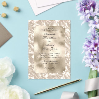 Elegant Ivory Faux Foil Acrylic Wedding Invitation