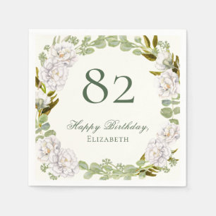 Elegant Ivory Floral 82nd Birthday Napkins
