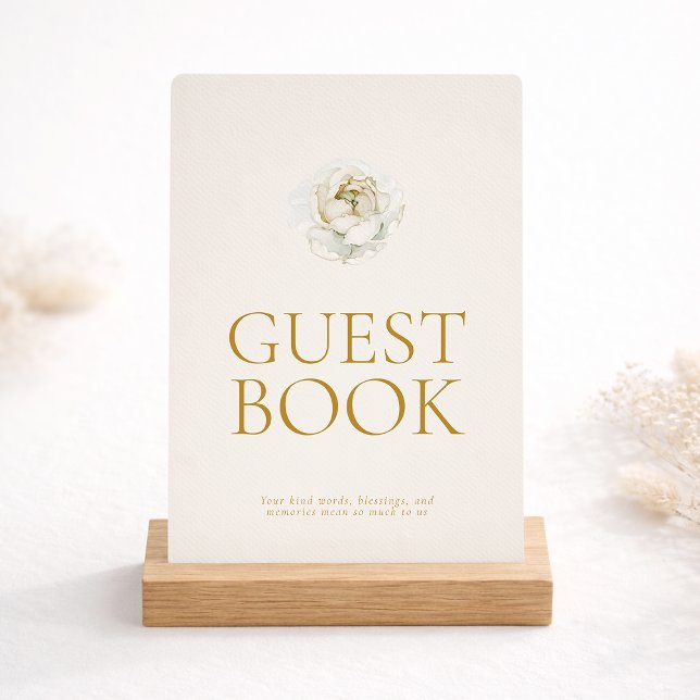 Elegant Ivory Floral Guest Book Sign Invitation (Creator Uploaded)