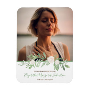 Elegant Ivory Floral In Loving Memory Funeral Magnet