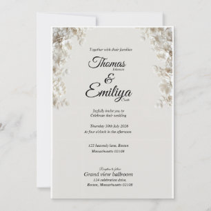 Elegant ivory floral minimalist wedding invitation