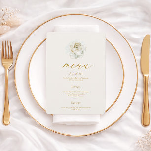 Elegant Ivory Floral Wedding Menu Card 